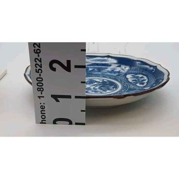 Vintage Japanese Jitsu-To Cobalt Blue Mt. Fuji Porcelain Shallow Bowl - Picture 4 of 7